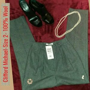 Clifford Michael 100% Wool 1Pleat Pant size 2